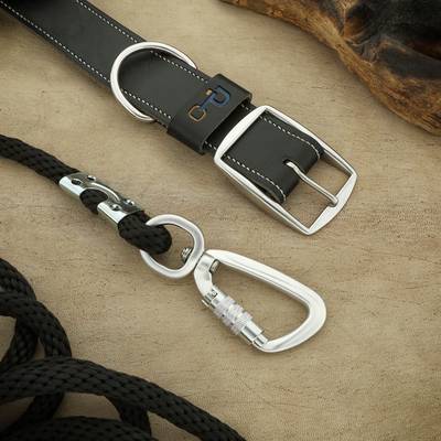 Nähen Sie ein schwarzes Halsband mit Beschlägen