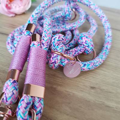 Assemble braided leash with rose gold hardware