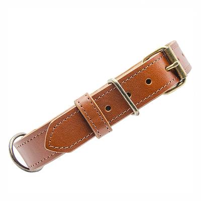 Make a brown leather collar with hardware