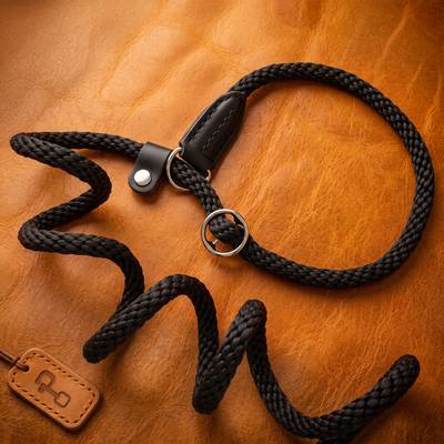 Black leash and collar in 12 mm rope