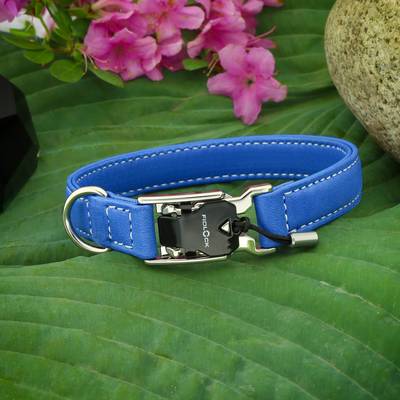 Nähen Sie einen blauen Lederhalsband