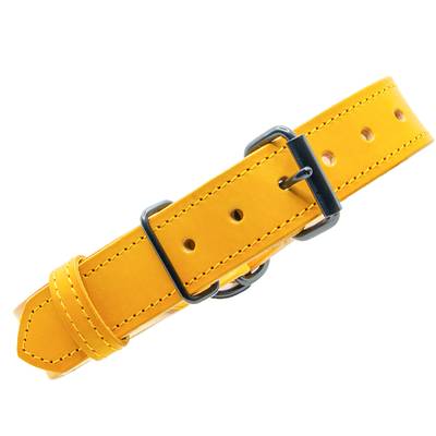 Haz un collar amarillo con herrajes negros