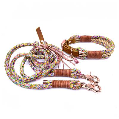Ensamble una correa multicolor con herrajes rosados