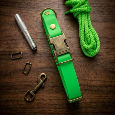 Neon green collar with metal buckle