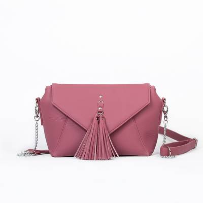 Pink leather handbag