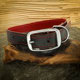 Black Leather Collar with Quality Chrome Plated Hardware