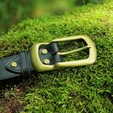 Black Modern Leather Belt with Antique Hardware