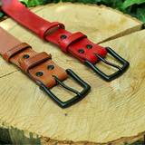 Luxury Leather Belts with Black Hardware