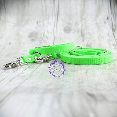 Dog set with neon green waterproof webbing