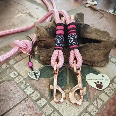 Pink Dog Leash with Rose Gold Hardware