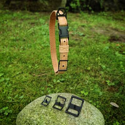 Leather Collar with Black Hardware