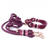 Purple Collar and Leash Set with Rose Gold Hardware