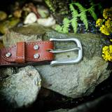 Cognac Leather Belt with Brushed Stainless steel Buckle 35 mm