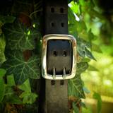 Black Leather Belt with Brushed Stainless steel Buckle 40 mm