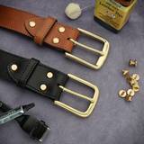 Modern Leather Belts with Brass Hardware