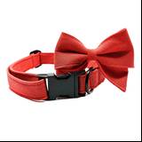 Red Dog Collar with Ribbon and Black Hardware