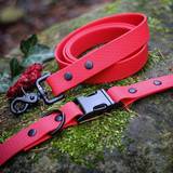 Collar and Leash with Black Hardware and Hexa Webbing Color Viva Magenta