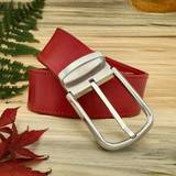 Black Luxury Leather Belt and Stainless Steel Belt Buckle with Keeper 35 mm