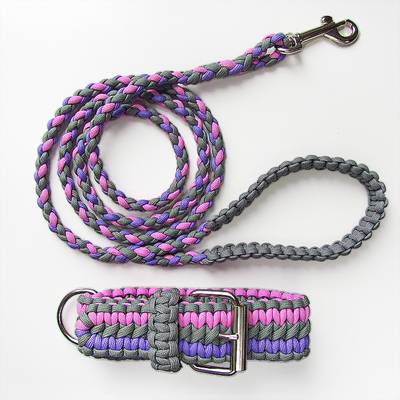 Paracord pink, grey, violet pet set