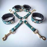 Dark Green BDSM Set with Brass Hardware