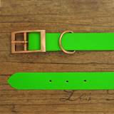 Neon green dog collar made of waterproof webbing