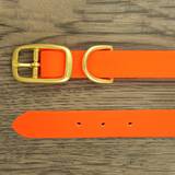 Neon orange collar made of waterproof webbing