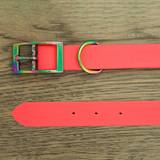 Neon pink collar made of waterproof webbing