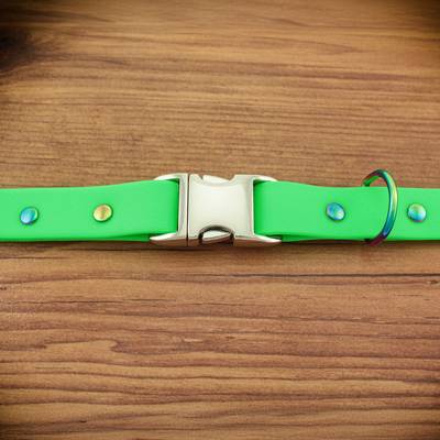 Green Neon Dog Collar with Neo Hardware