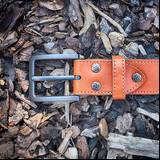 Brown Leather Belt with Decorative Chicago screw Black Nickel