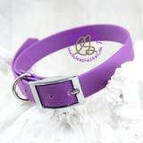 Dog collars made from Purple Waterproof Webbings