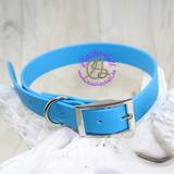 Dog collars made from Blue Waterproof Webbings