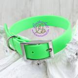 Dog collars made from Green Waterproof Webbings
