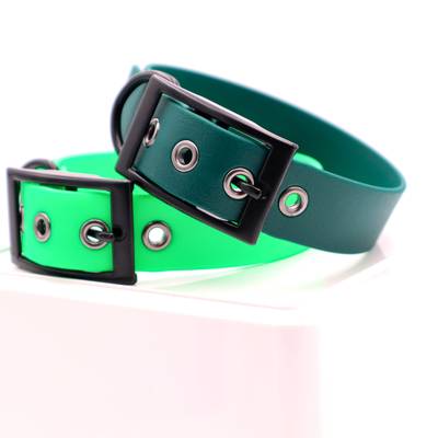 Make a green collar with black hardware