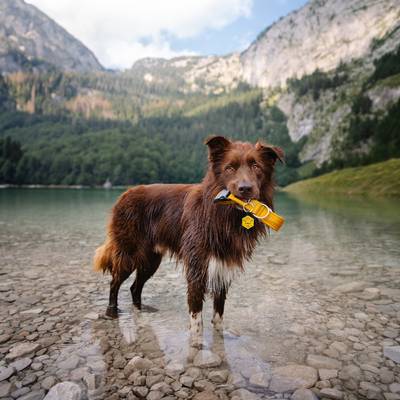 Gelbes Softshell-Hundehalsband mit Kunststoffschnalle