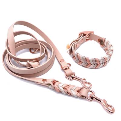 Ensamble set de correa y collar en rosa