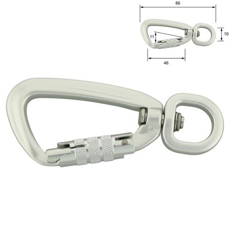 Aluminium Carabiner 86 mm/16 mm – Twist-Lock