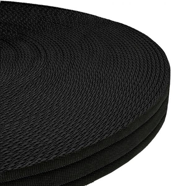 Black Quilted Polyester Webbing 15 mm