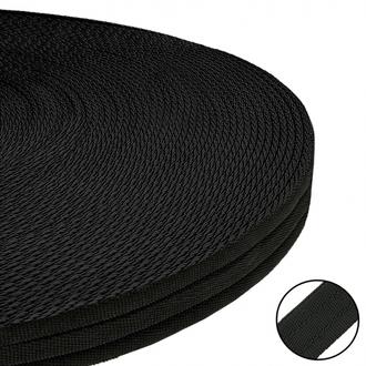 Black Quilted Polyester Webbing 15 mm