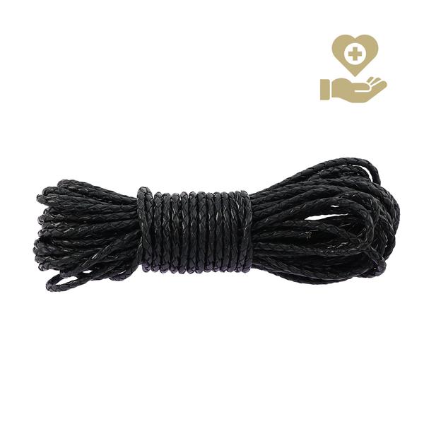 Braided Leather Cord ø 3 mm, Black