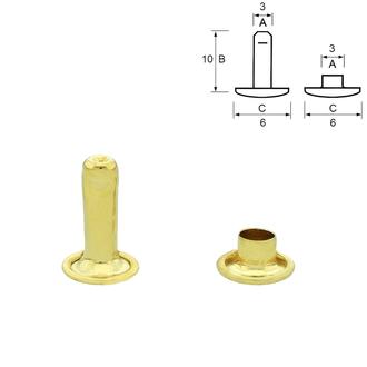 Doppelhohlnieten geschlossen – Messing, goldfarben (1000 Stk.): 10 mm