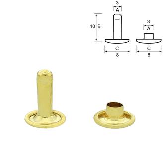Doppelhohlnieten geschlossen – Messing, goldfarben (1000 Stk.): 10 mm