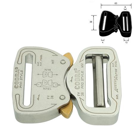 AustriAlpin FY25AVF SILVER Anodized 25mm Flat Metal Buckle Cobra Pro Style 9kn For Webbing 25mm - Foto 4