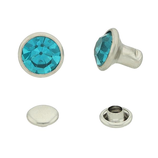 Remache redondo con pedrería cerrado – Azul (100 uds)