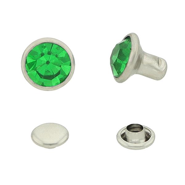 Remache redondo con pedrería cerrado – Verde (100 uds)