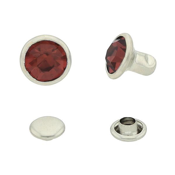 Круглый закрытый хольнитен со стразом – oxblood (100 шт)
