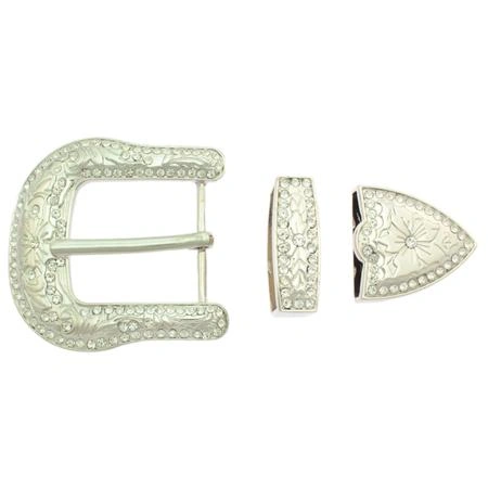 Western belt buckle with crystals, zinc die cast