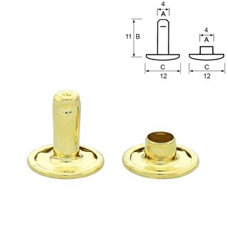 Doppelhohlnieten geschlossen – Messing, goldfarben (10 Stk.): 11 mm