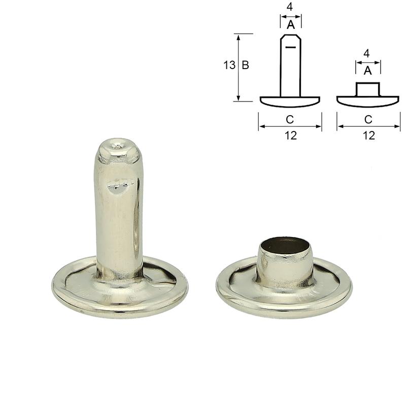 SLC Nickel Double Cap Rivets - 100-Pack Extra Large For Leathercraft