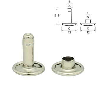 Doppelhohlnieten geschlossen – Vernickelt (1000 Stk.), 13 mm