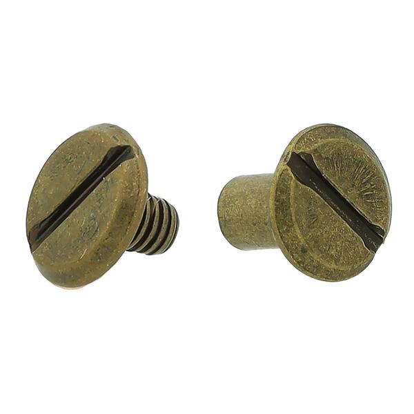Double-sided Steel screw post 6 mm (100 pcs) – Antique Brass